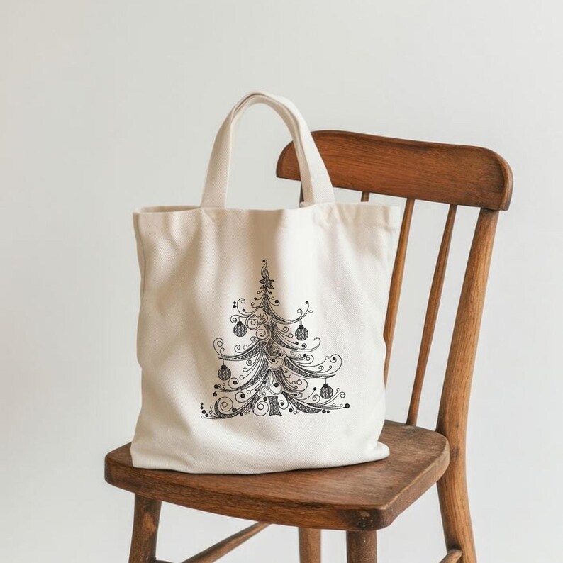 Elegant Christmas Tree Machine Embroidery Design, Filigree Xmas Digitized Stitch File for Small Business, Holiday Pattern PES DST image 9