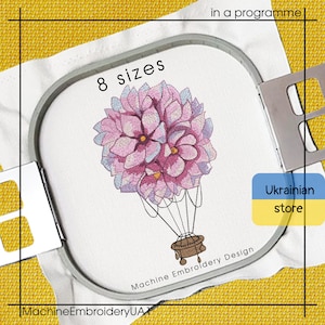 Hydrangea Machine Embroidery Design - Artistic Embroidery - flower balloon -8 sizes - Instant Download - 2 in 1