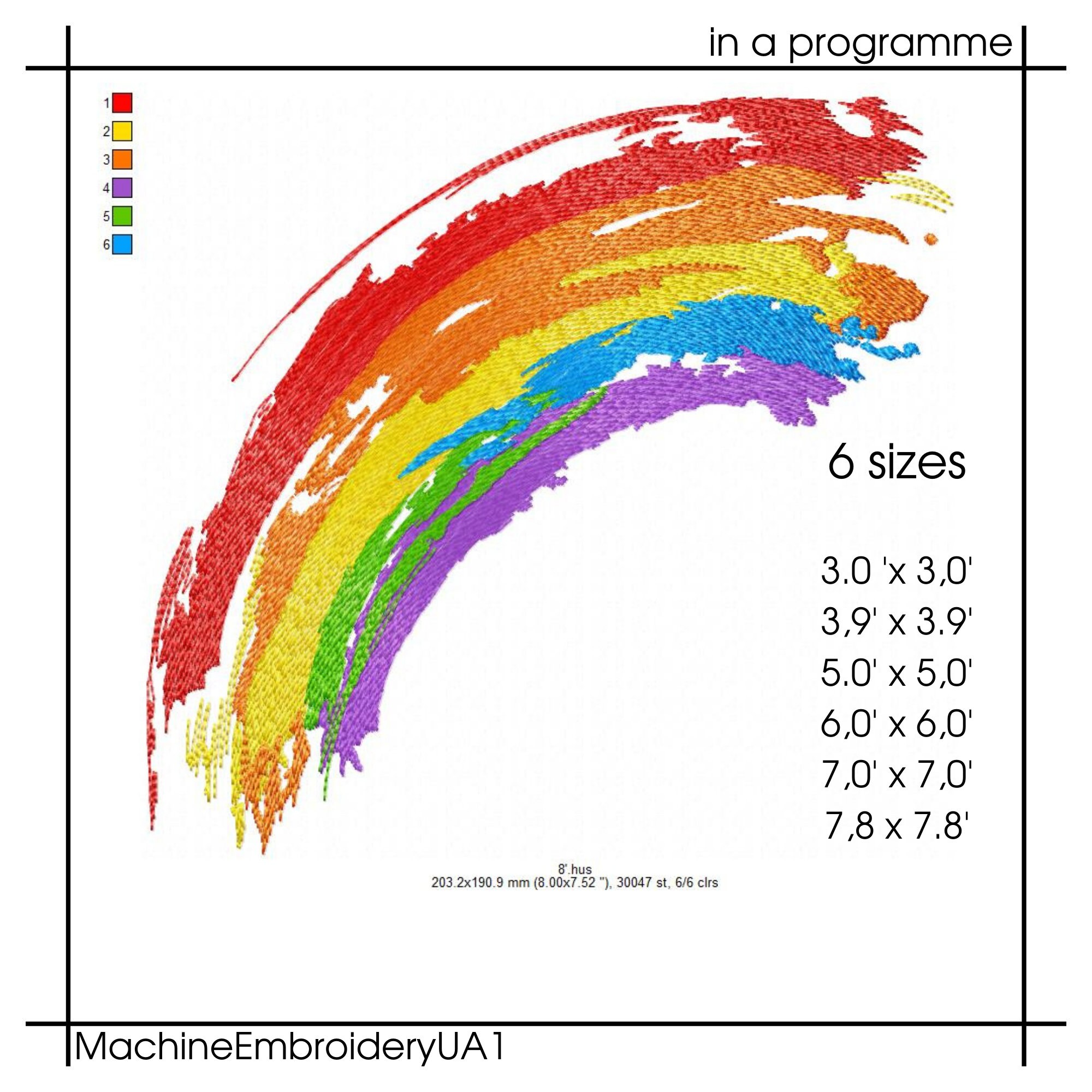 Rainbow Paint Machine Embroidery Design 6 Sizes Instant - Etsy