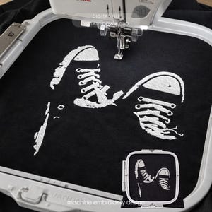 Diseño de bordado de zapatillas, archivo de bordado de zapatos estilo Converse, bordado a máquina de ropa urbana, diseño de bordado de Sneakerhead