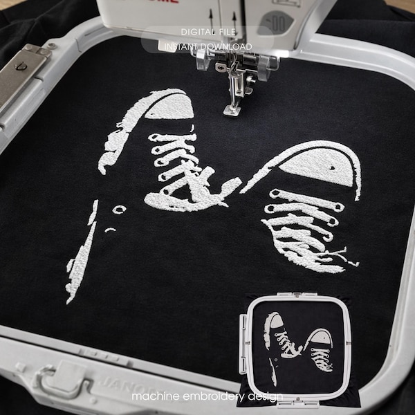 Diseño de bordado de zapatillas, archivo de bordado de zapatos estilo Converse, bordado a máquina de ropa urbana, diseño de bordado de Sneakerhead