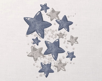 Cute Stars Embroidery Machine Pattern, Celestial Embroidery Design, Magic Star Embroidery Pattern, Kids Room Embroidery Decor, PES Pattern