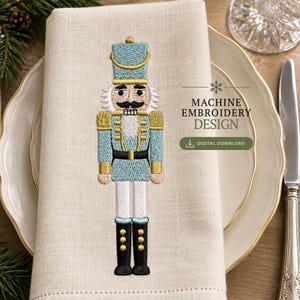Nutcracker Machine Embroidery Design, Christmas Napkin Pattern