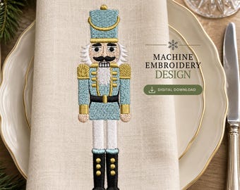 Nutcracker Machine Embroidery Design, Christmas Napkin Pattern