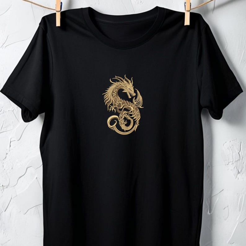 Chinese Dragon Embroidery Design, Gold Dragon Machine Embroidery File, Japanese Style Dragon, Fantasy Dragon Embroidery, Tattoo Dragon image 8