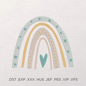 Cute Rainbow Machine Embroidery Pattern, Heart Rainbow Embroidery Design, Baby Shower Embroidery Pattern, Toddler Room DIY Embroidery Decor
