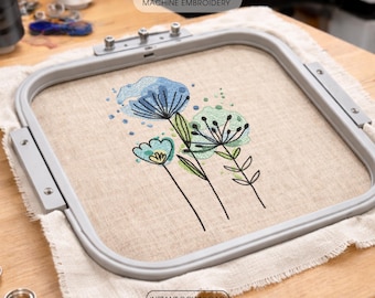 Floral Machine Embroidery Design - Watercolor Embroidery Files - Digitized Flower Embroidery - 8 Sizes - Instant Download