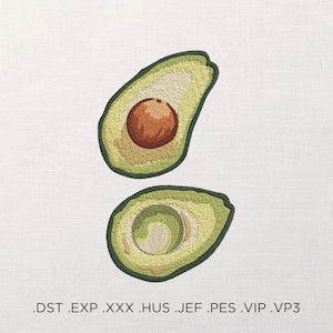 Avocado Stickmuster, Stickmuster zum Thema Essen, Stickmuster für Servietten, Schnell ladendes Avocado Stickmuster