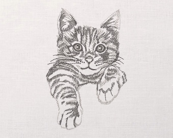 Cute tabby cat on a light background Machine Embroidery Design - Cute tabby cat Embroidery Files - 5 Sizes - Instant Download