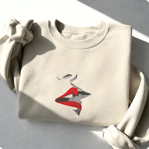 Kiss Machine Embroidery Pattern, Love Theme Embroidery Design, Romantic Embroidery For Shirt, Embroidery Gift For Beloved, Red Lips Pattern