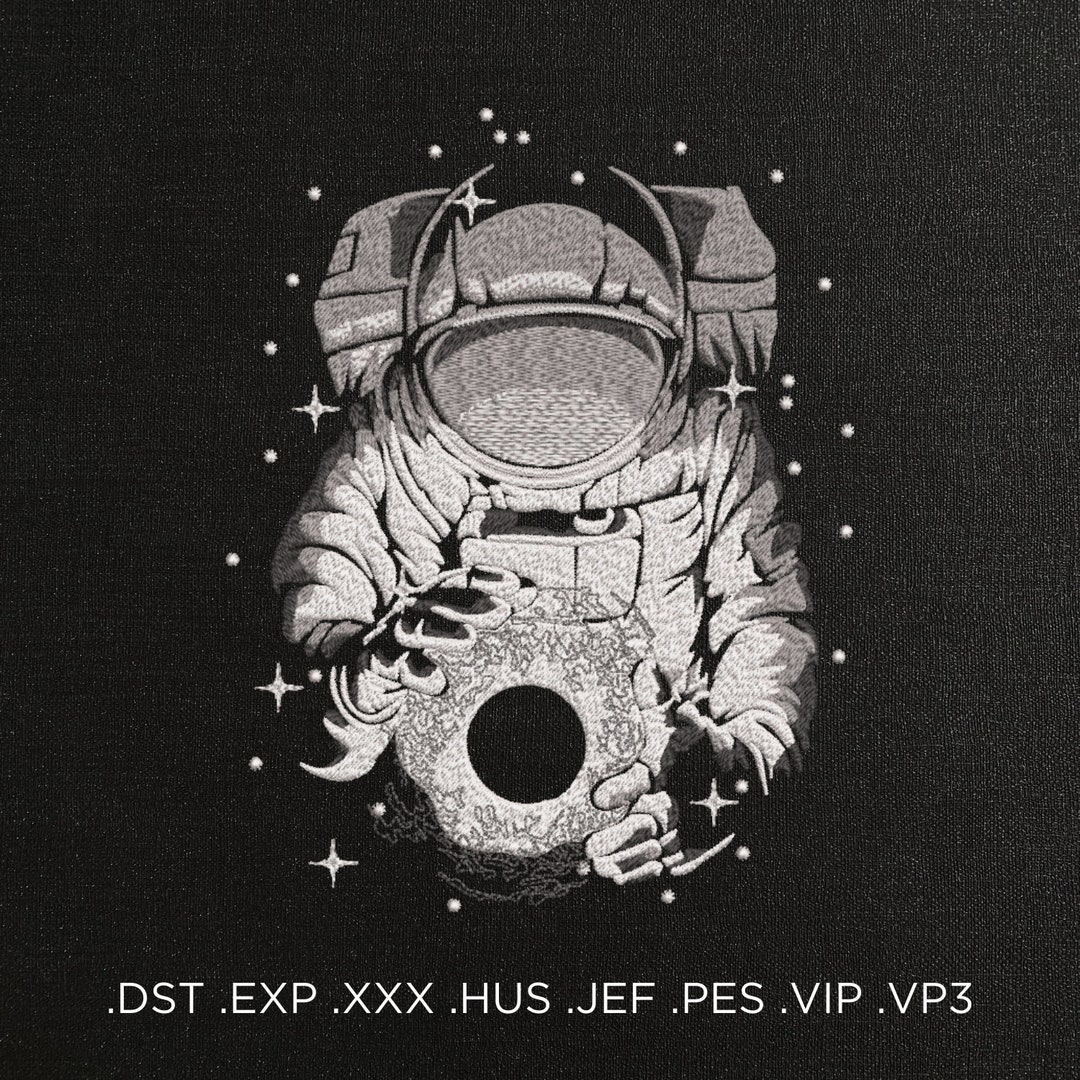 NASA Emblem Astronaut Machine Embroidery Design - Space NASA Moon ...