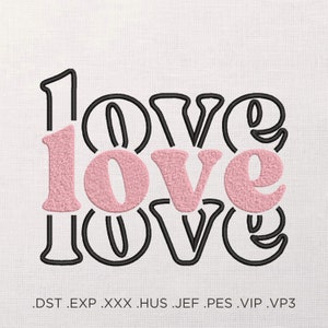 LOVE Embroidery Machine Pattern, Romantic Embroidery Design, Girly Embroidery Pattern, T-Shirt Embroidery Design, Tote Bag Embroidery Files