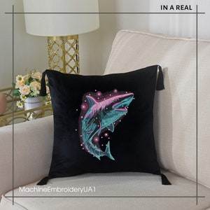 Magic Shark with Fireflies Machine Embroidery Design - Shark Embroidery Files - 6 Sizes - Instant Download image 7