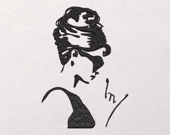 Machine Embroidery Design Artist Audrey Hepburn Actress Portrait Wall Art Decor Embroidery Art INSTANT DOWNLOAD
