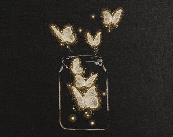 Magic Jar Embroidery Design, Butterfly Jar Machine Embroidery File, Fairy Jar Embroidery Pattern, Magical Jar Embroidery, Fantasy Embroidery