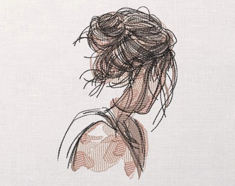 Girl watercolor machine embroidery design - Girl embroidery files - 9 sizes - Instant download