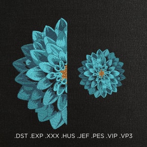Dahlia Flower Machine Embroidery Design - Dahlia Flower Embroidery Files - 8 Sizes - Instant Download