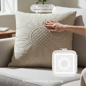 Stickmuster „Sonnenblume“ (Trapunto), Quilt- und Trapunto-Muster, 1-farbiger Quiltblock, 7 Größen, Sofort-Download
