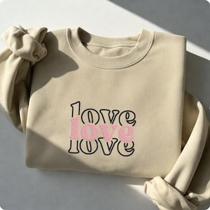 LOVE Embroidery Machine Pattern, Romantic Embroidery Design, Girly Embroidery Pattern, T-Shirt Embroidery Design, Tote Bag Embroidery Files