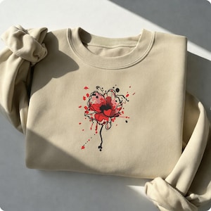 Poppy Embroidery Design File, Watercolor Flower Machine Embroidery Pattern, Floral Embroidery for Clothes, Instant Download, PES DST JEF VP3 image 5