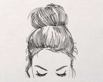 Outline Machine Embroidery Design - INSTANT DOWNLOAD - Pencil drawing effect - 5 sizes