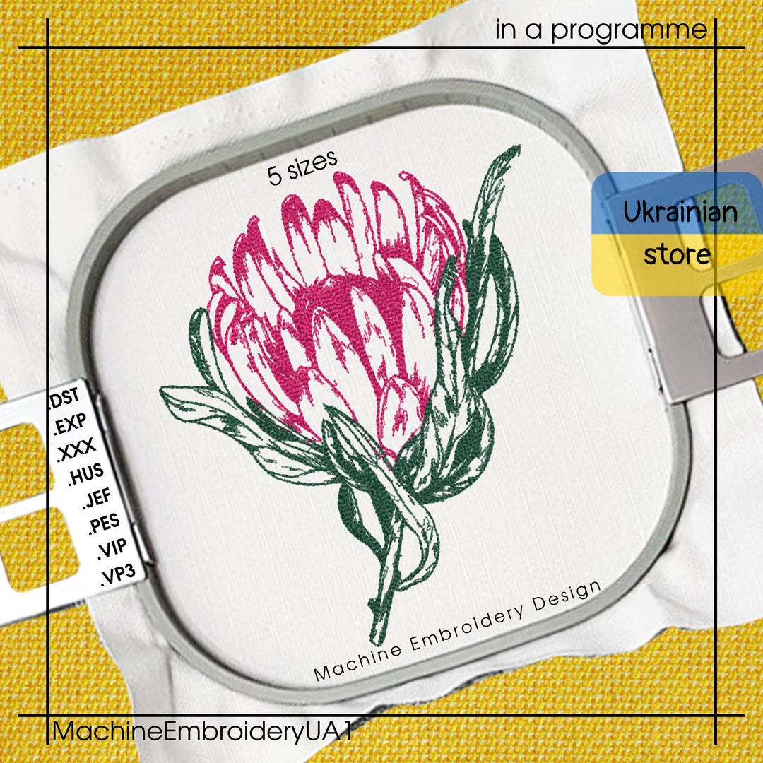 Protea Machine Embroidery Design Protea File Embroidery in Sfumato