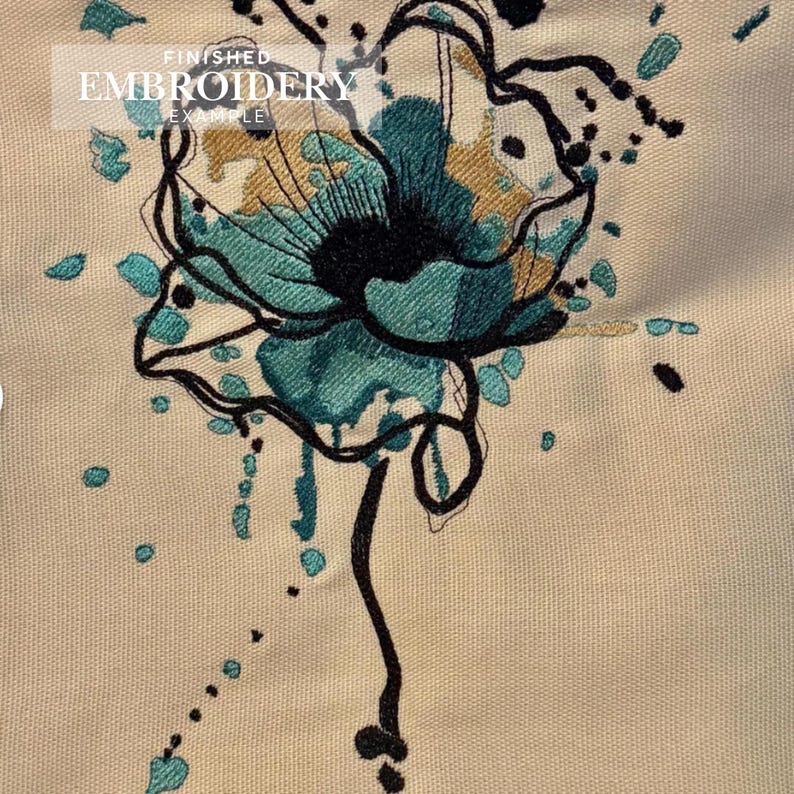 Poppy Embroidery Design File, Watercolor Flower Machine Embroidery Pattern, Floral Embroidery for Clothes, Instant Download, PES DST JEF VP3 image 9