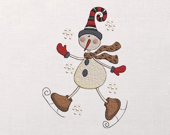 Cute Funny Snowman Machine Embroidery Design - Christmas Snowman Embroidery Files - 8 Sizes - Instant Download