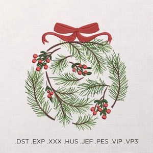 Christmas Tree Branches Toy Machine Embroidery Design - Christmas Embroidery Files - 5 Sizes - Instant Download