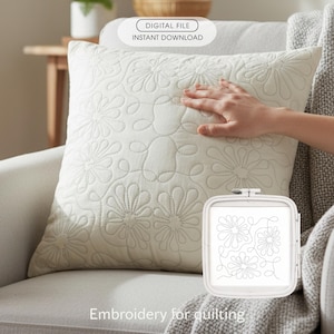 Blumenmuster für Quiltstickerei, nahtloses Muster von Kante zu Kante, durchgehende Quiltblockdatei (4x4, 5x7, 6x8 Zoll)