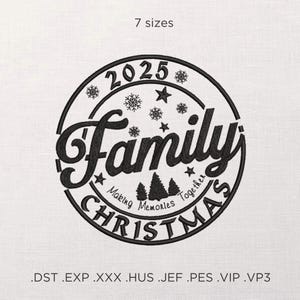Merry Christmas Machine Embroidery Design, Family Christmas Embroidery Pattern, Embroidery File For Whole Family, Holiday Quote Embroidery