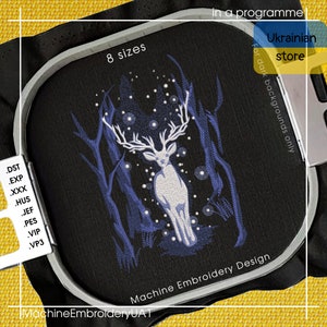 Deer in the Moonlight - Luminous Deer Cross Stitch Files - 8 Sizes - Instant Download