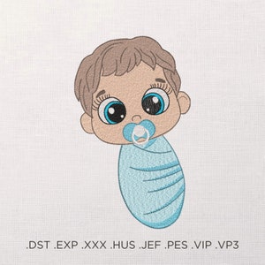 Delightful Baby Boy In Swaddle Machine Embroidery Design, Baby Shower Embroidery Design, Baby Boy Embroidery Design, Newborn Baby Embroidery