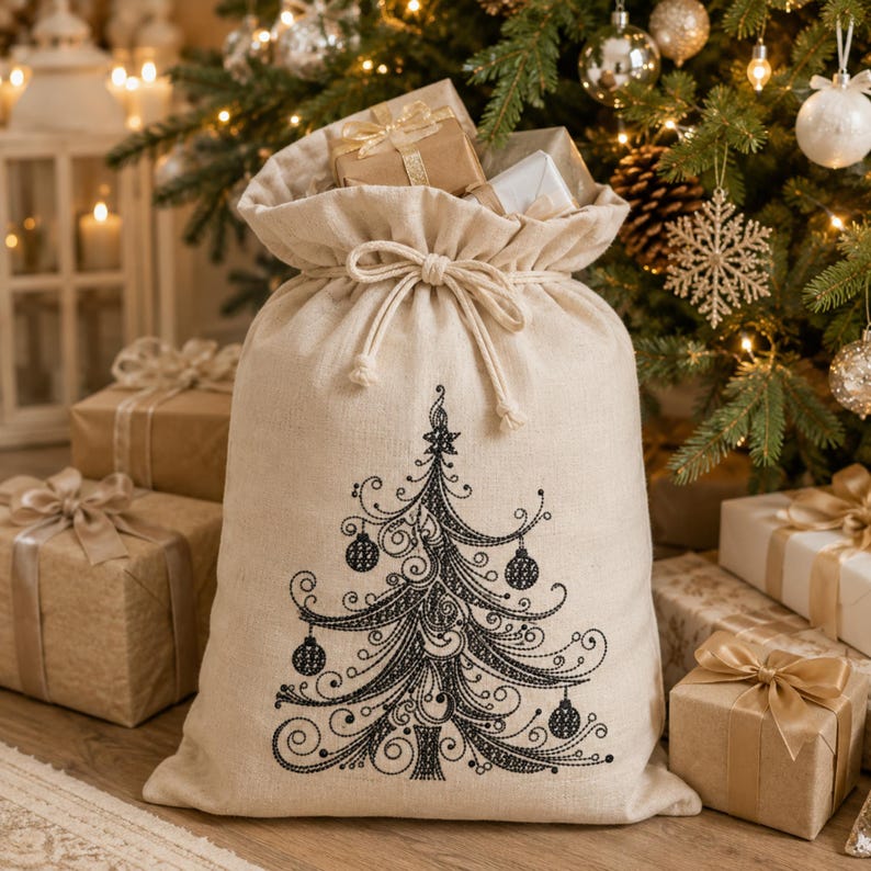 Elegant Christmas Tree Machine Embroidery Design, Filigree Xmas Digitized Stitch File for Small Business, Holiday Pattern PES DST image 15