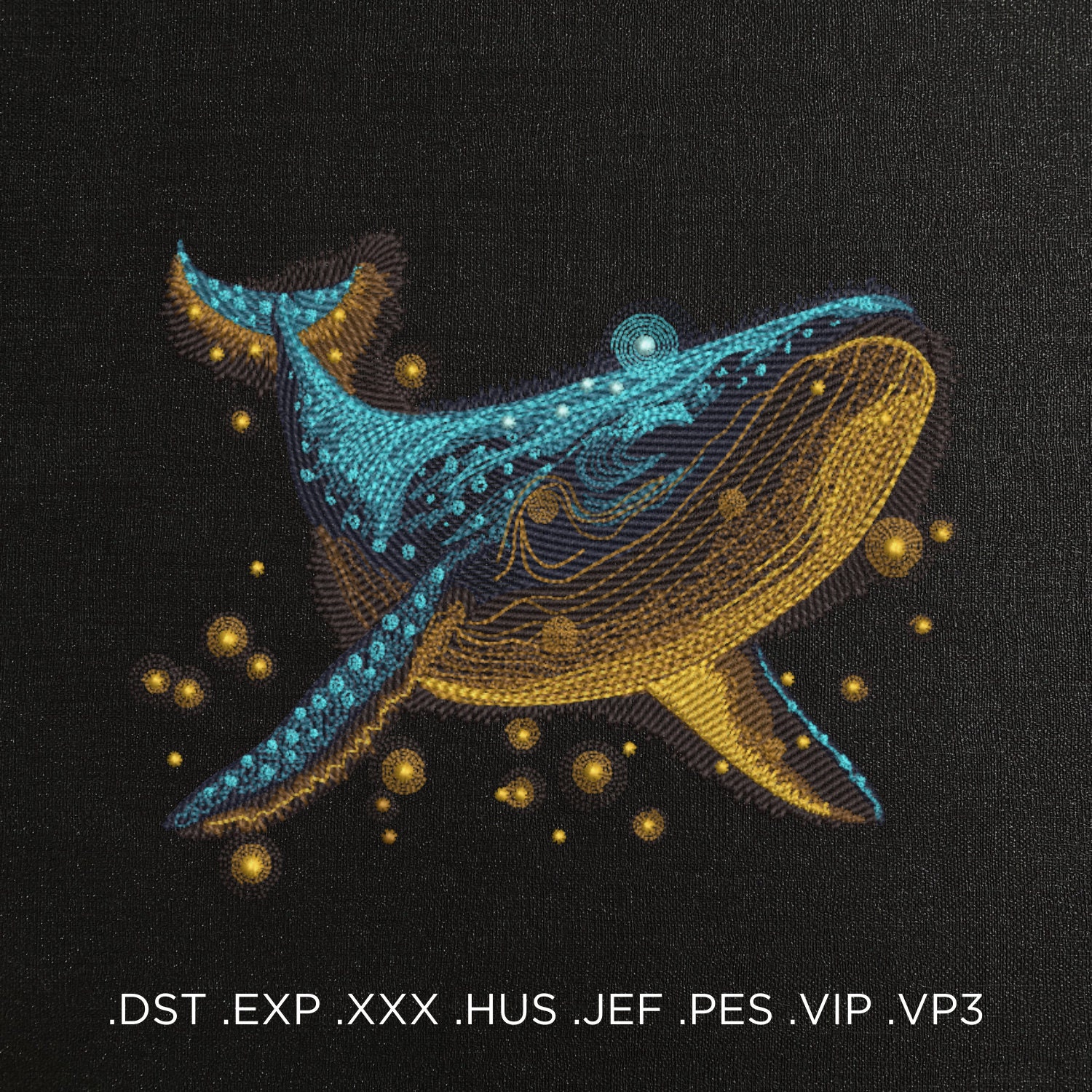 Magic Whale with Fireflies Machine Embroidery Design - Whale Embroidery Files - 9 Sizes - Instant Download