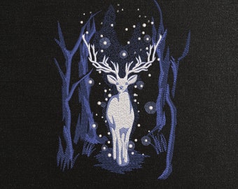 Jeleń w blasku księżyca - pliki do haftu krzyżykowego Luminous Deer - 8 rozmiarów - natychmiastowe pobranie