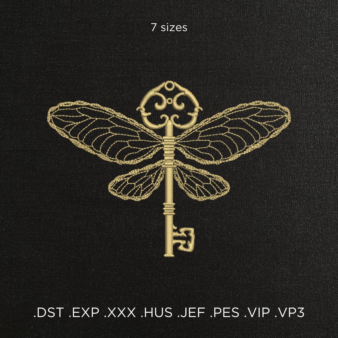 Exclusive Flying Key Machine Embroidery Pattern, Magical Winged Key ...