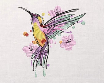 Hummingbird Machine Embroidery Design - Hummingbird Bird of Paradise Embroidery Files - 4 sizes - Instant Download