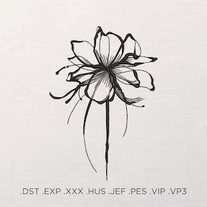Black flower ink machine embroidery design - black flower embroidery files - 8 sizes - Instant download
