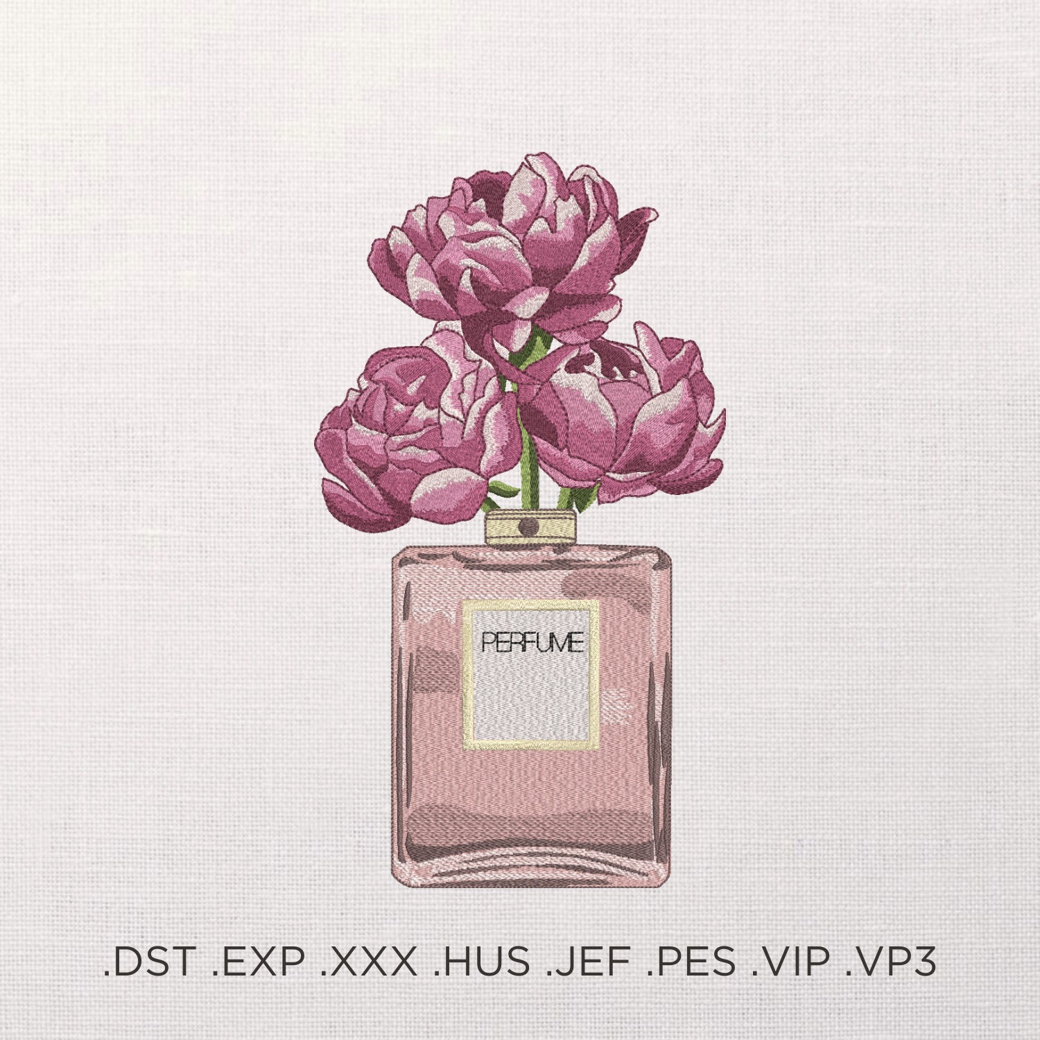 Perfume with Flowers Machine Embroidery Design - Floral Perfume - Perfume Bottle - 9 Sizes - Instant Download