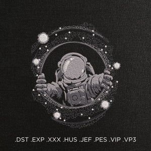 Astronauten-Maschinenstickerei-Design, Weltraum-Thema-Stickmuster, NASA-Stickmuster, magische Astronauten-Stickerei, moderne Stickerei