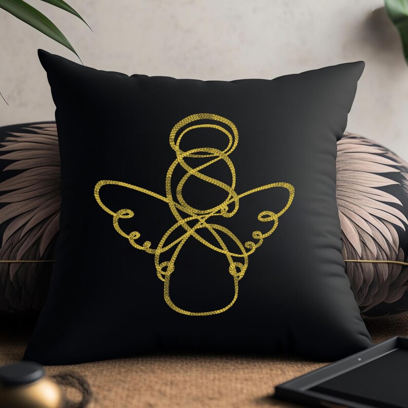 Christmas Angel Outline Embroidery Design, Angel Machine Embroidery Pattern, Holiday Angel Embroidery PES, Embroidery for Napkins or Clothes image 3