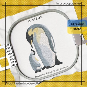 Cute Penguins Machine Embroidery Design - Penguins Embroidery Files - 6 Sizes - Instant Download