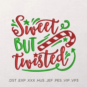 Sweet But Twisted Christmas Machine Embroidery Design, Christmas Candy Cane Embroidery, Festive Candy Canes, Christmas Napkins Embroidery