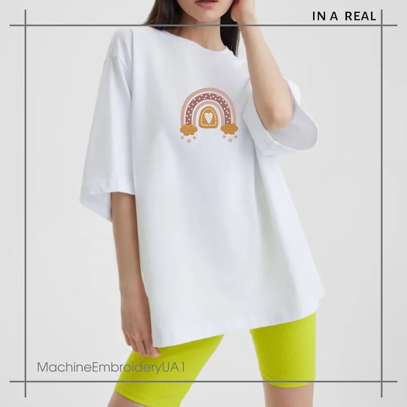 Cute Rainbow Machine Embroidery Pattern, Kids Room Embroidery Decor