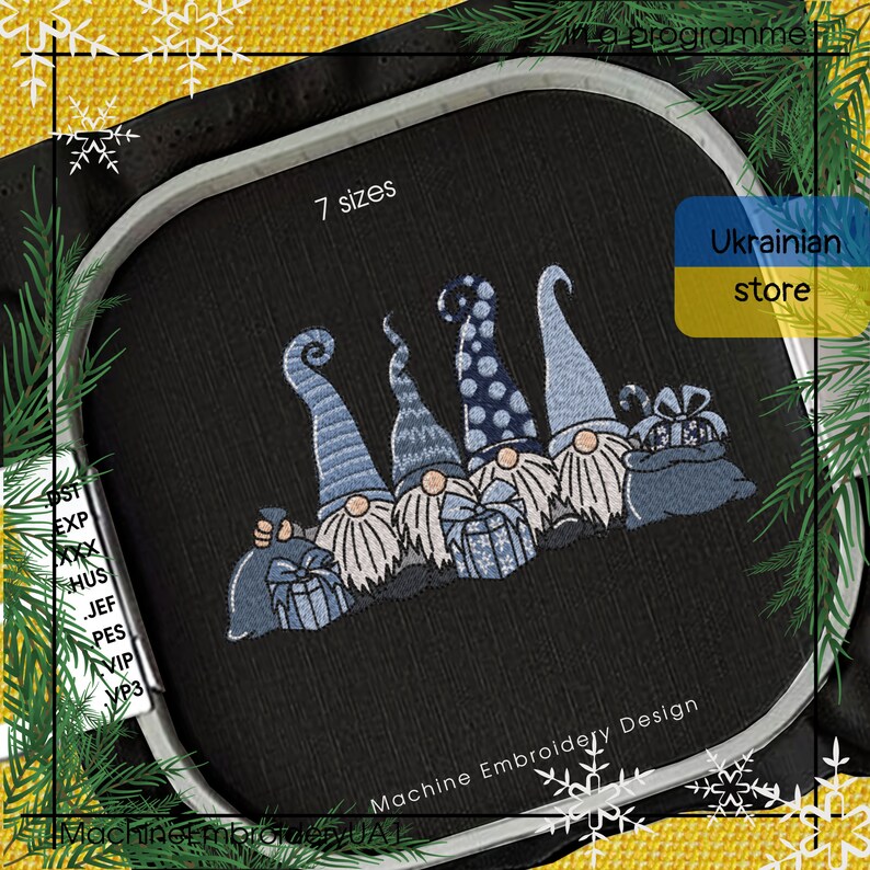 Christmas Gnomes With Gifts Machine Embroidery Design Gnomes Etsy UK