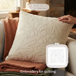 Oak leaf quilting embroidery design, acorn quilt pattern, edge to edge machine embroidery, 4x4 5x7 6x8 hoop, PES DST JEF