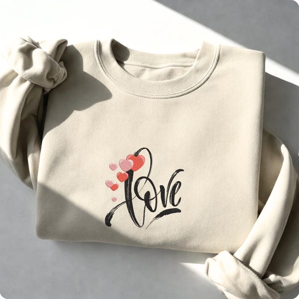 Motif de broderie machine « Love Word », fichier de broderie texte « Love » pour la Saint-Valentin, motif de broderie cœur, 7 tailles, PES DST JEF VP3
