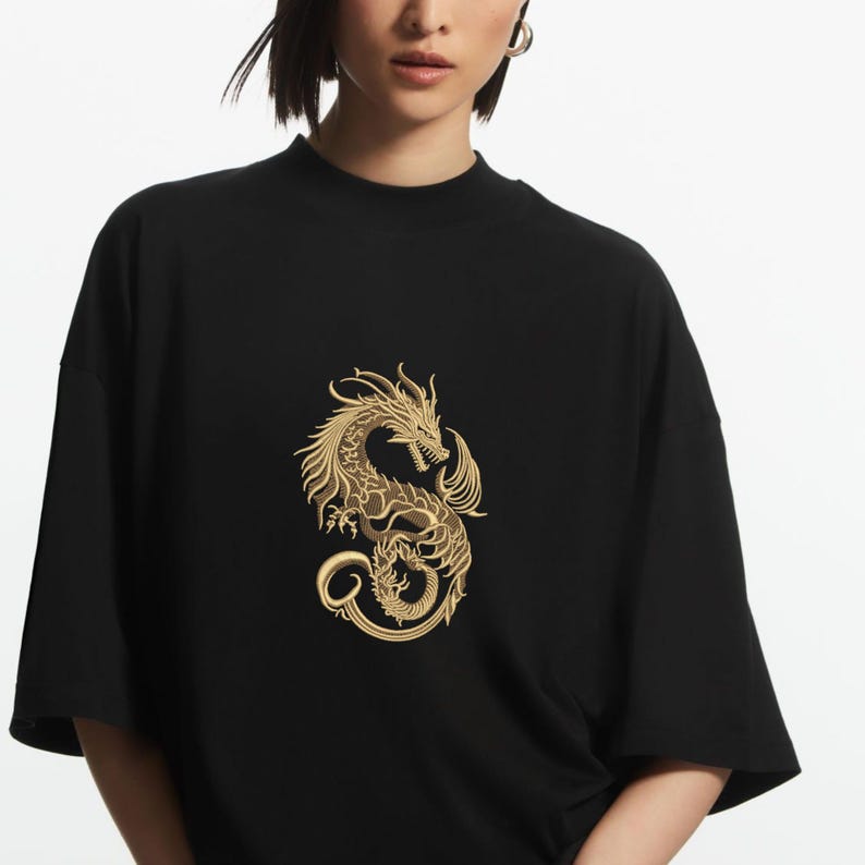 Chinese Dragon Embroidery Design, Gold Dragon Machine Embroidery File, Japanese Style Dragon, Fantasy Dragon Embroidery, Tattoo Dragon image 18