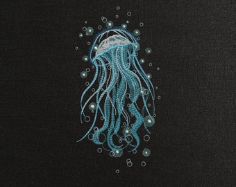 Jellyfish Machine Embroidery Design, Sea Jellyfish Embroidery Pattern, Ocean Animals Embroidery, Shiny Embroidery Design, Embroidery Files